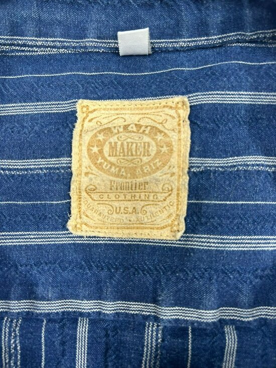 VTG Wah Maker Striped Men's Button-Up Shirt XXLT Made In USA Blue & White Wester - Picture 2 of 5